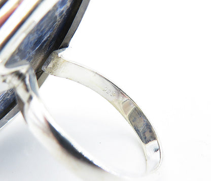 925 Sterling Silver Tear Drop Sodalite Polished Cocktail Ring Sz 9.5 RG7739