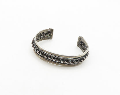 AYB MEXICO 925 Sterling Silver Vintage Dark Tone Rope Twist Cuff Bracelet BT7948