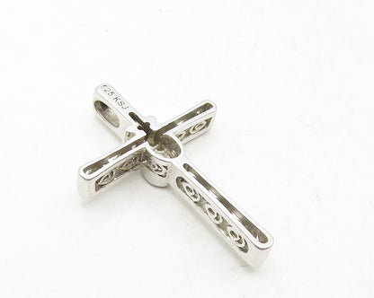 925 Sterling Silver  Petite Genuine Diamond Religious Cross Pendant  PT7924