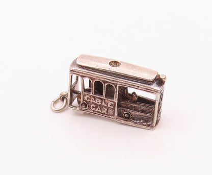 925 Sterling Silver  Vintage San Francisco Cable Car Trolley Pendant  PT18168