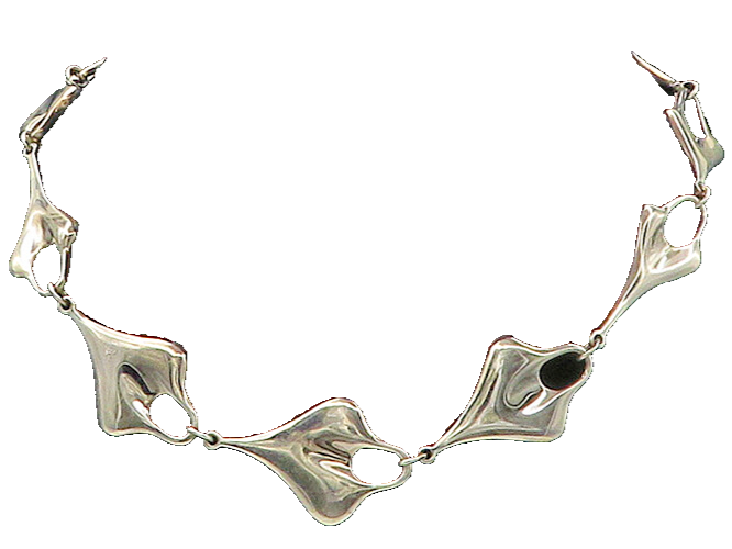 RLM STUDIO 925 Sterling Silver  Vintage Shiny Modernist Chain Necklace  NE3001