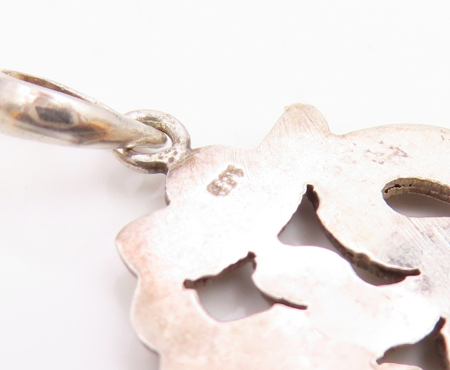 925 Sterling Silver Vintage Carved Hollow Yoga Symbol Pendant  PT21369