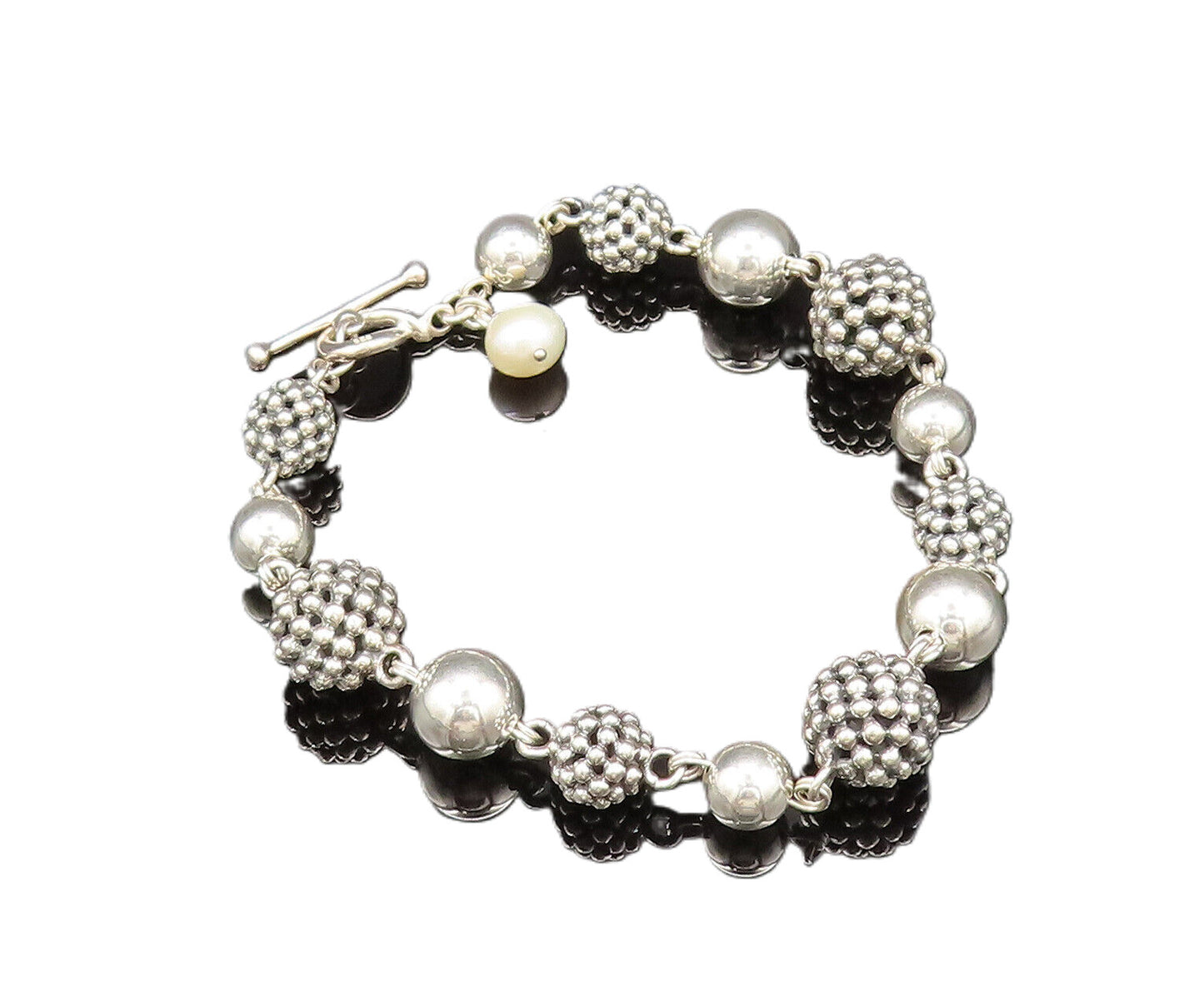 MICHAEL DAWKINS 925 Silver  Vintage Cultured Pearls & Beads Bracelet  BT9788