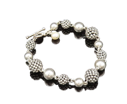 MICHAEL DAWKINS 925 Silver  Vintage Cultured Pearls & Beads Bracelet  BT9788
