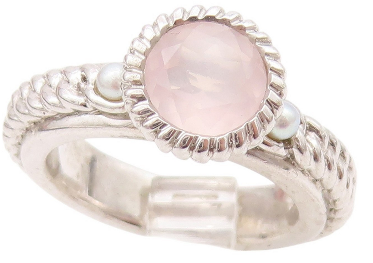 925 Sterling Silver Vintage Ring ATELIER Pearls & Gemstone Roped   Sz 6  RG33070