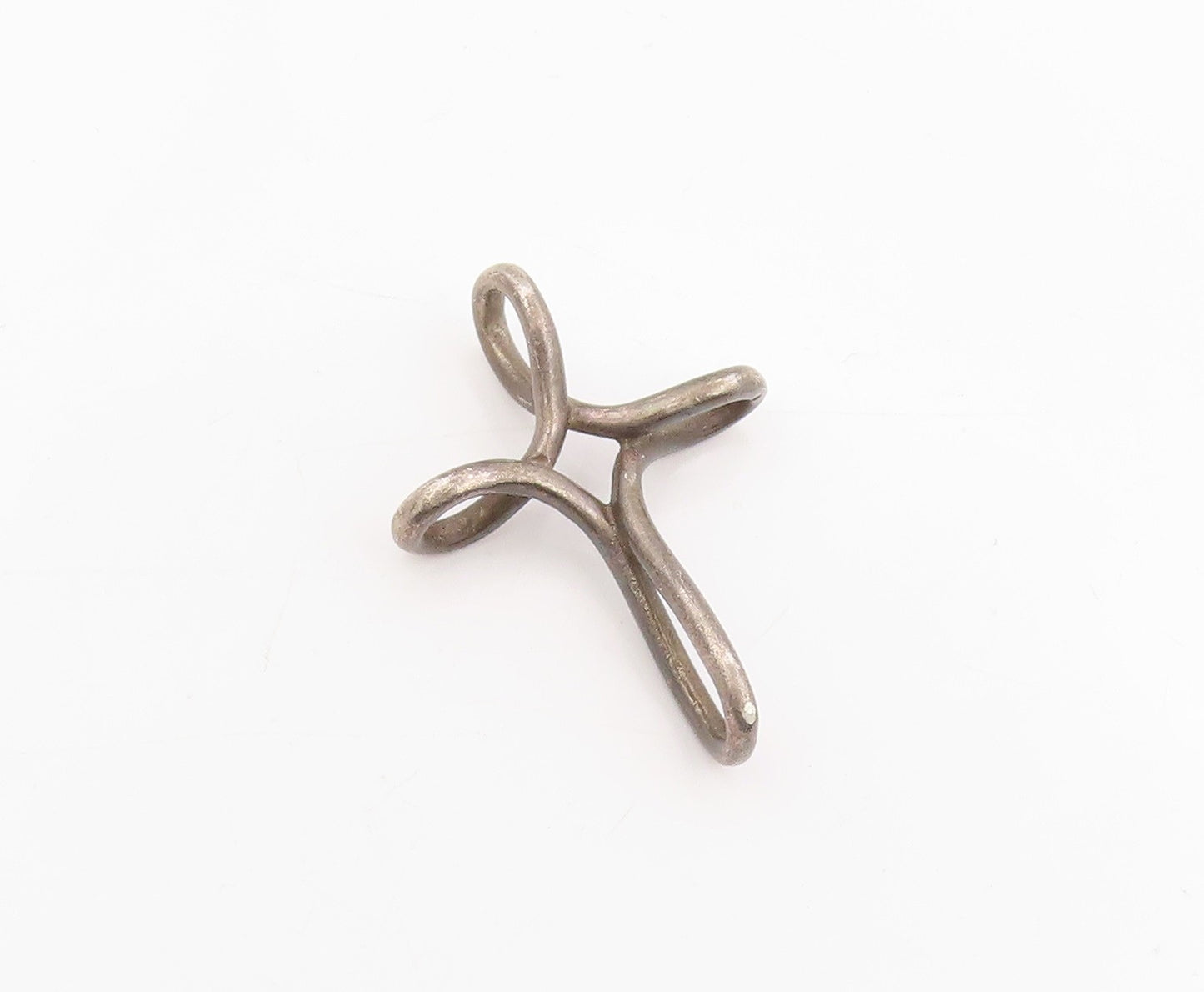 925 Sterling Silver Vintage Pendant Dark Tone Twisted Religious Cross  PT25271