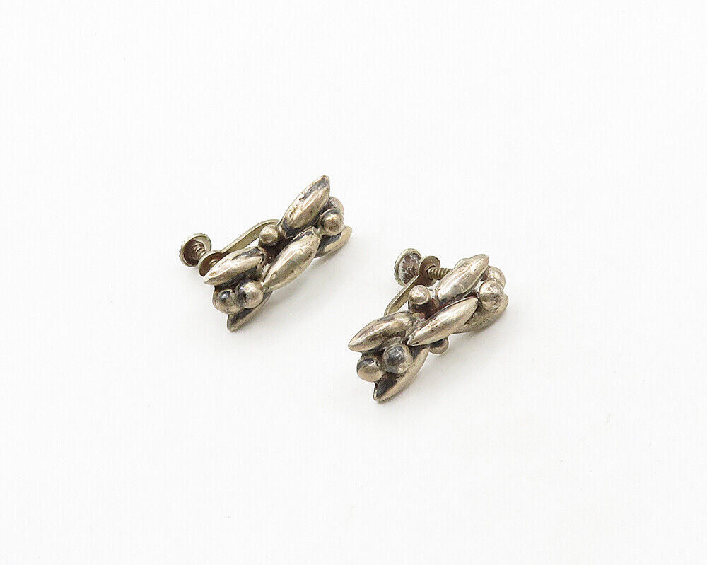MEXICO 925 Sterling Silver  Vintage Dark Tone Non Pierce Earrings  EG9690