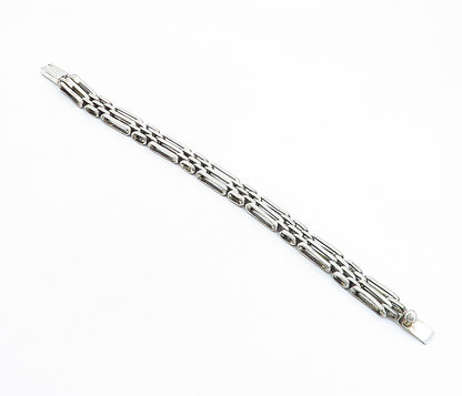 925 Sterling Silver  Vintage Shiny Industrial Hinge Chain Bracelet  BT2107