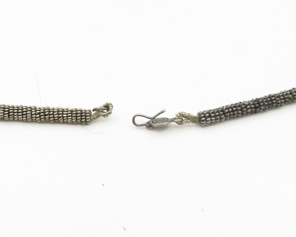 925 Sterling Silver  Vintage Petite Pearls Dark Tone Chain Necklace  NE3063