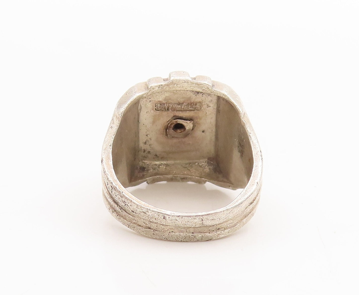 925 Sterling Silver Vintage Ring Antique Carved US Military Symbol Sz 5  RG28989