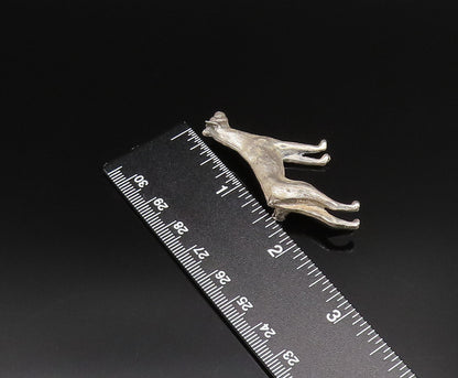 925 Sterling Silver  Vintage Carved Etched Dog Motif Brooch Pin  BP9837