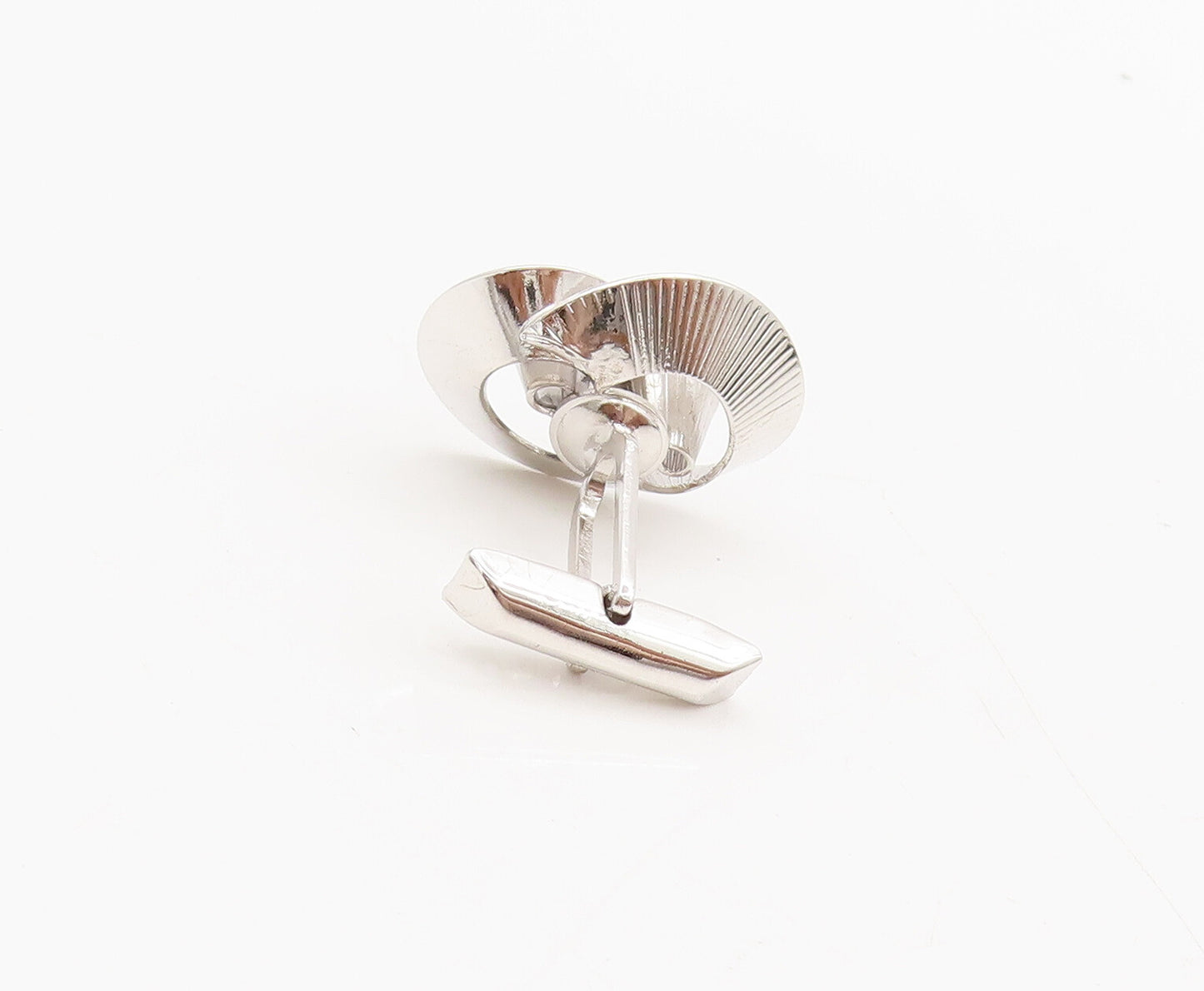 925 Sterling Silver Vintage Swirly Spiral Cutout Solid Heart Cufflinks  TR3557
