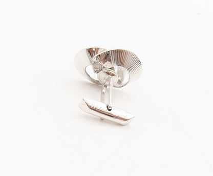 925 Sterling Silver Vintage Swirly Spiral Cutout Solid Heart Cufflinks  TR3557