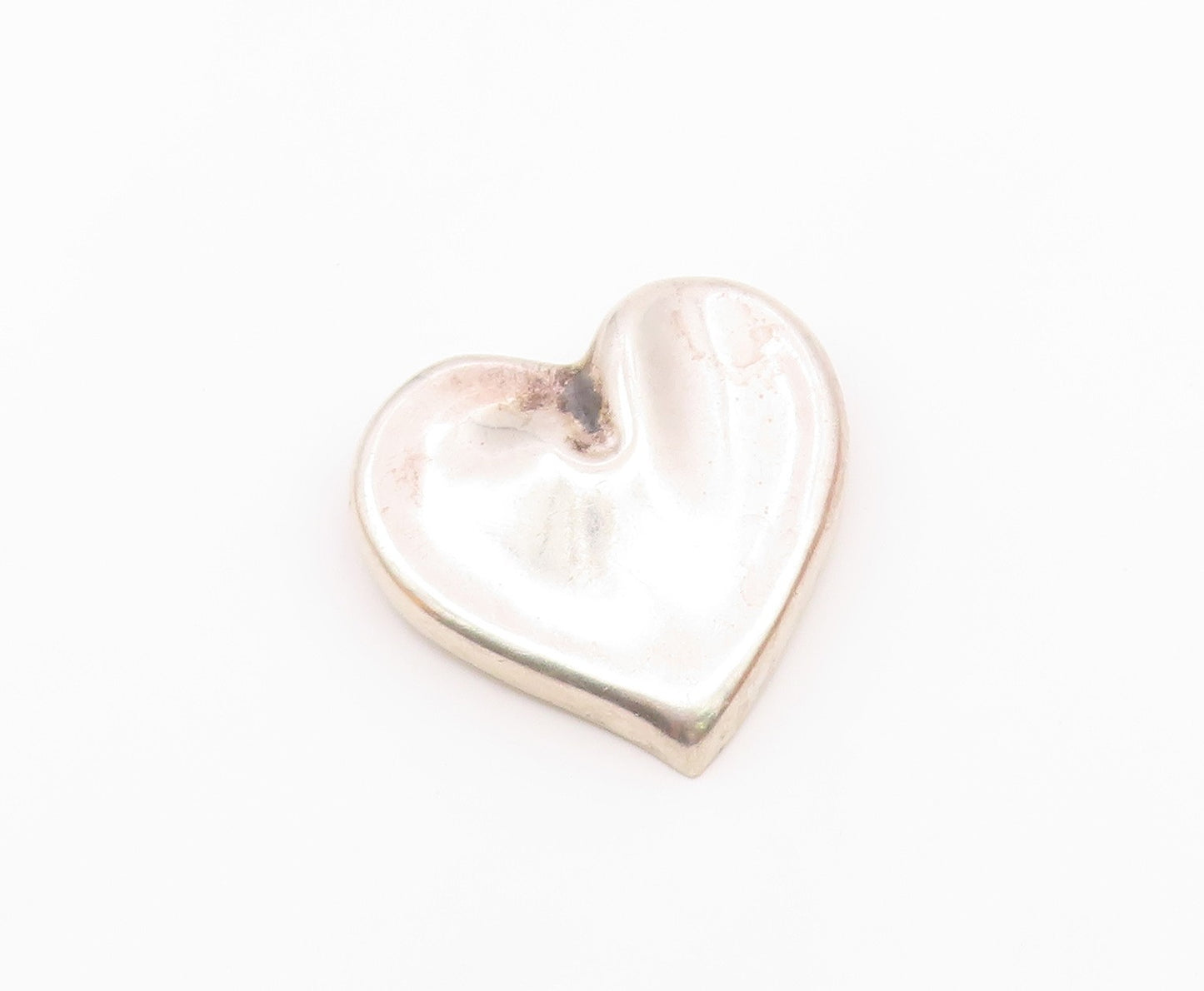 MEXICO 925 Sterling Silver  Vintage Polished Love Heart Brooch Pin  BP3046