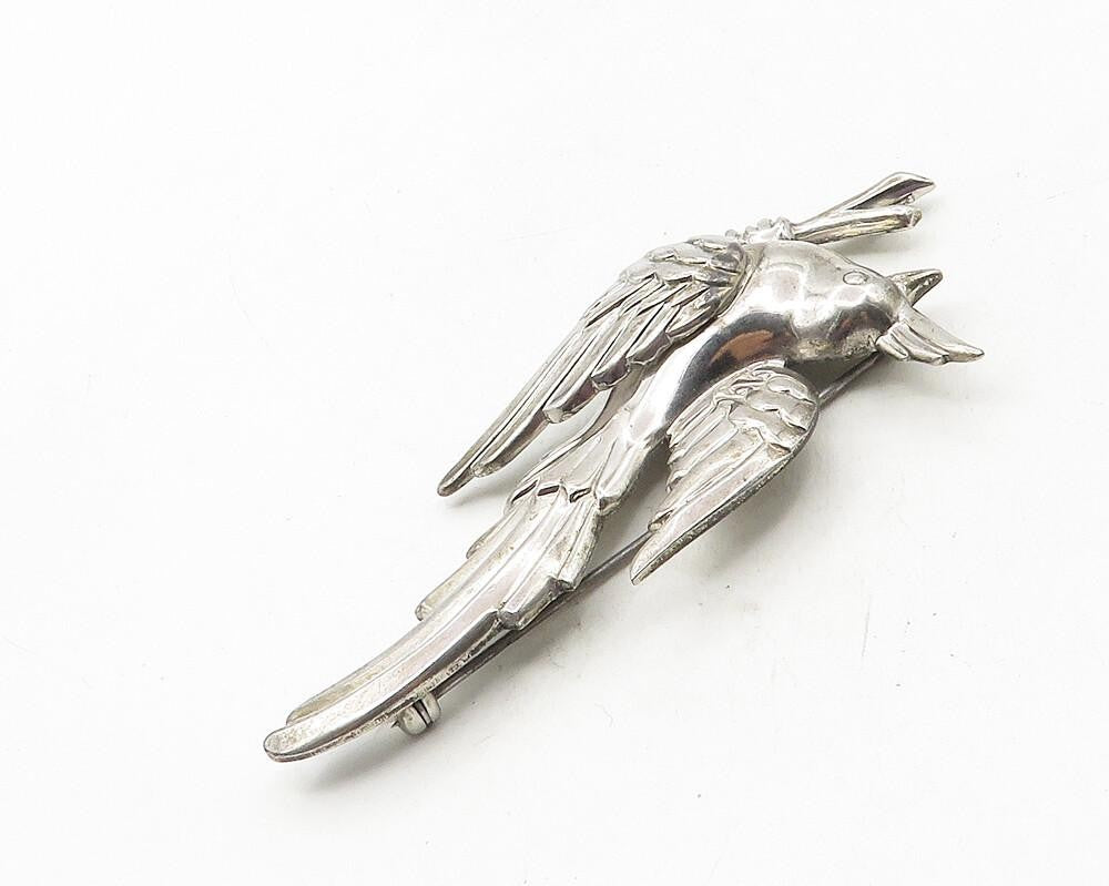 MONET 925 Sterling Silver  Vintage Perched Bird Motif Brooch Pin  BP4138