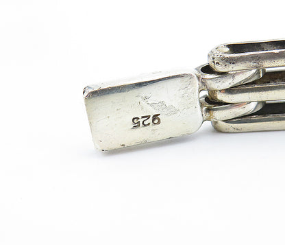 925 Sterling Silver  Vintage Shiny Industrial Hinge Chain Bracelet  BT2107