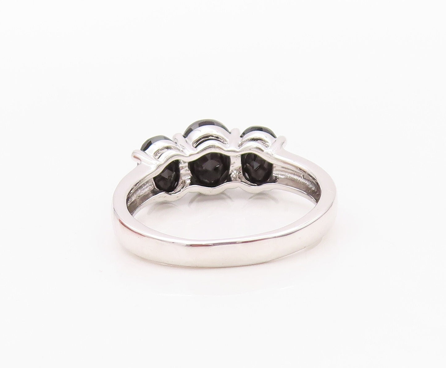 925 Sterling Silver Vintage Ring Oval Cut Three Stone Spinel Band  SZ 8  RG32035