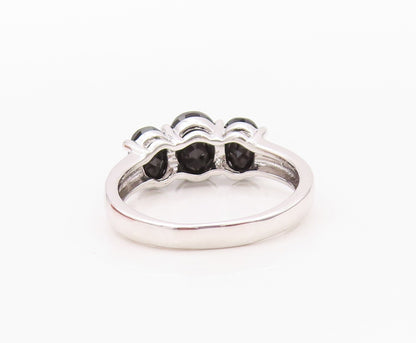 925 Sterling Silver Vintage Ring Oval Cut Three Stone Spinel Band  SZ 8  RG32035