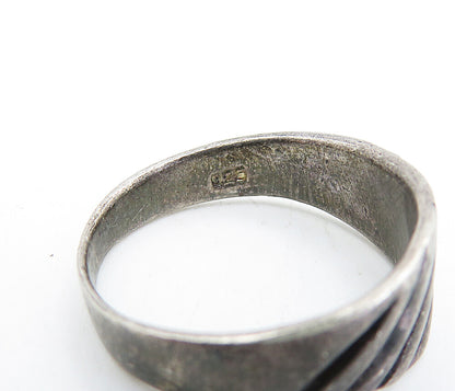 925 Sterling Silver  Vintage Dark Tone Etched Fluted Band Ring Sz 7  RG3723