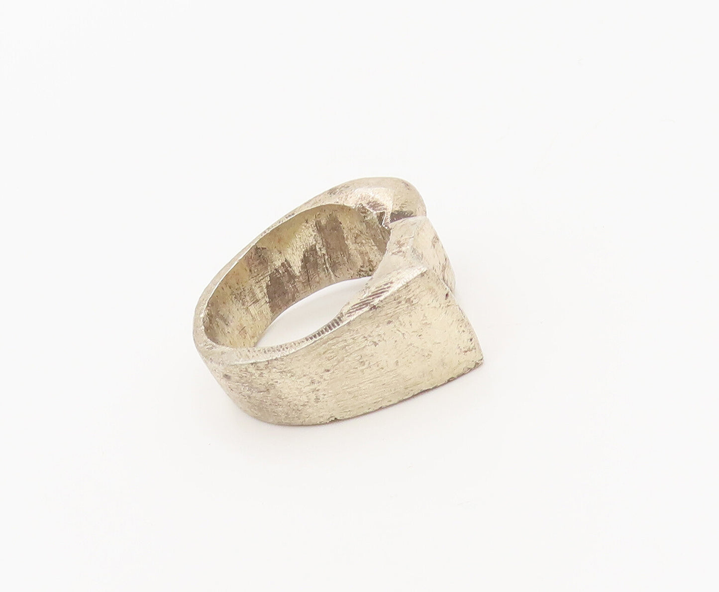 925 Sterling Silver  Vintage Modernist Designer Dented Ring Sz 7  RG27355