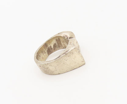 925 Sterling Silver  Vintage Modernist Designer Dented Ring Sz 7  RG27355