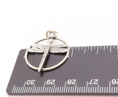 925 Sterling Silver Vintage Pendant Cutout Ring Around Dragon Fly  PT24216