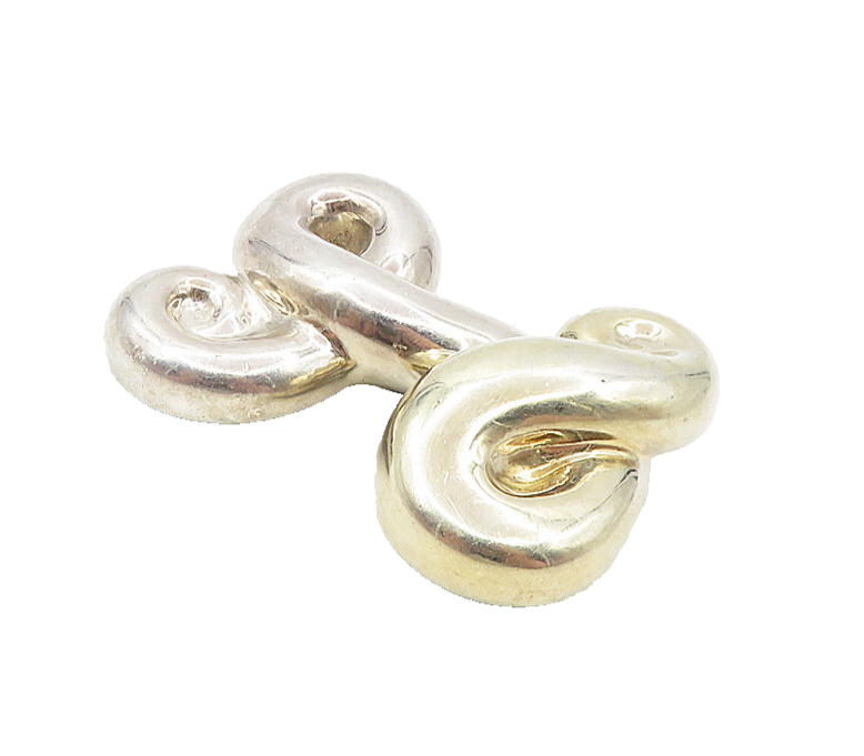 FREDERIC JEAN DUCLOS 925 Silver  Vintage Shiny Hollow Swirl Brooch Pin  BP3422
