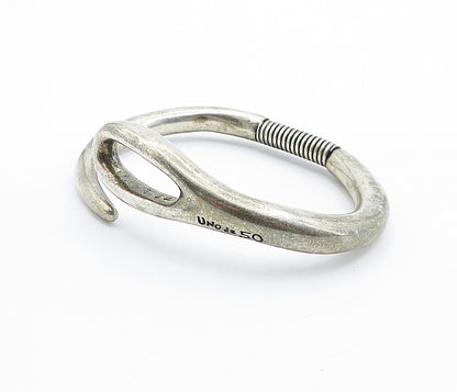 UNODE50 925 Sterling Silver Vintage Flexible Loop Bypass Cuff Bracelet BT2532