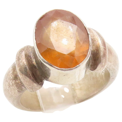 925 Sterling Silver Vintage Ring Oval Cut Citrine Statement Band  Sz 6  RG36663