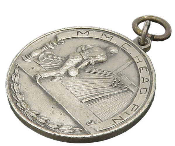 DIEGES & CLUST 925 Silver  Vintage Head Pin Bowling Medallion Pendant  PT16451