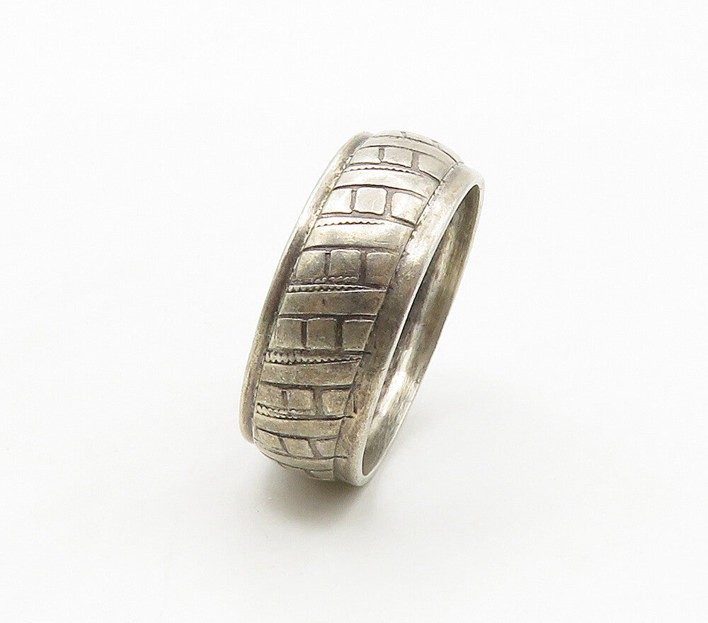 925 Sterling Silver  Vintage Etched Detail Round Band Ring Sz 7  RG15558