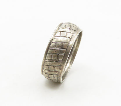925 Sterling Silver  Vintage Etched Detail Round Band Ring Sz 7  RG15558