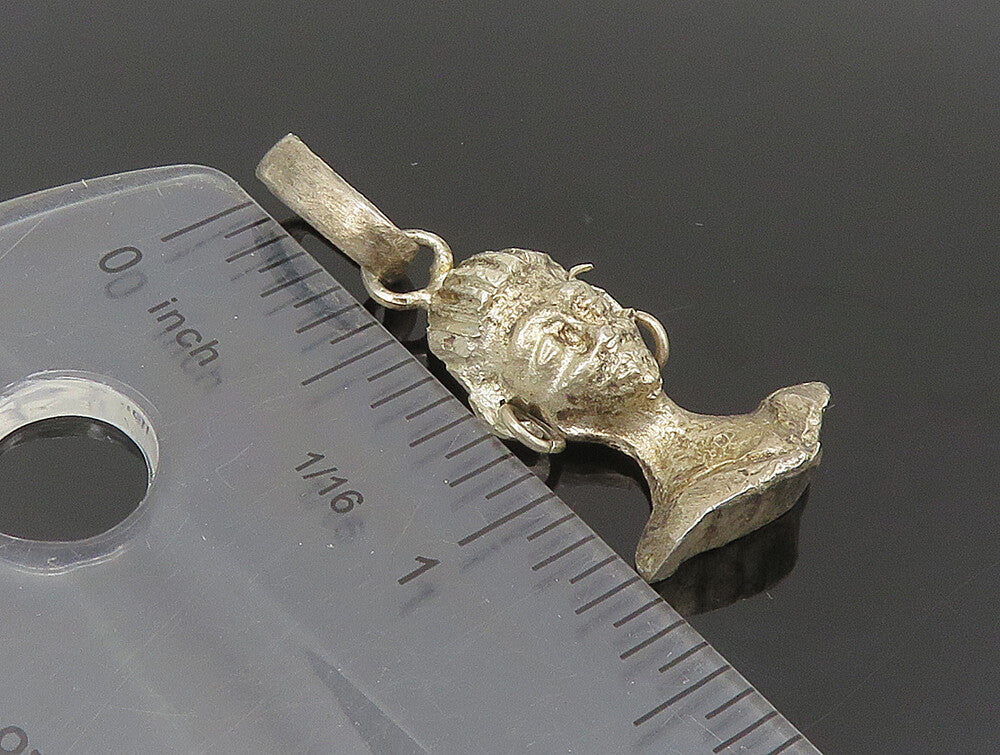 925 Sterling Silver  Vintage Dark Tone Goddess Motif Head Pendant  PT20009