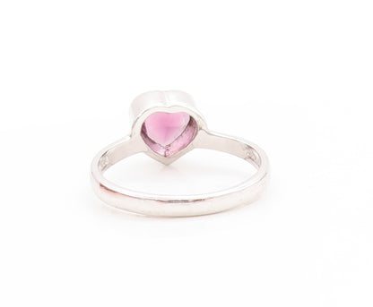 925 Sterling Silver Vintage Ring Amethyst Bezel Set Love Heart  Sz 8  RG33638