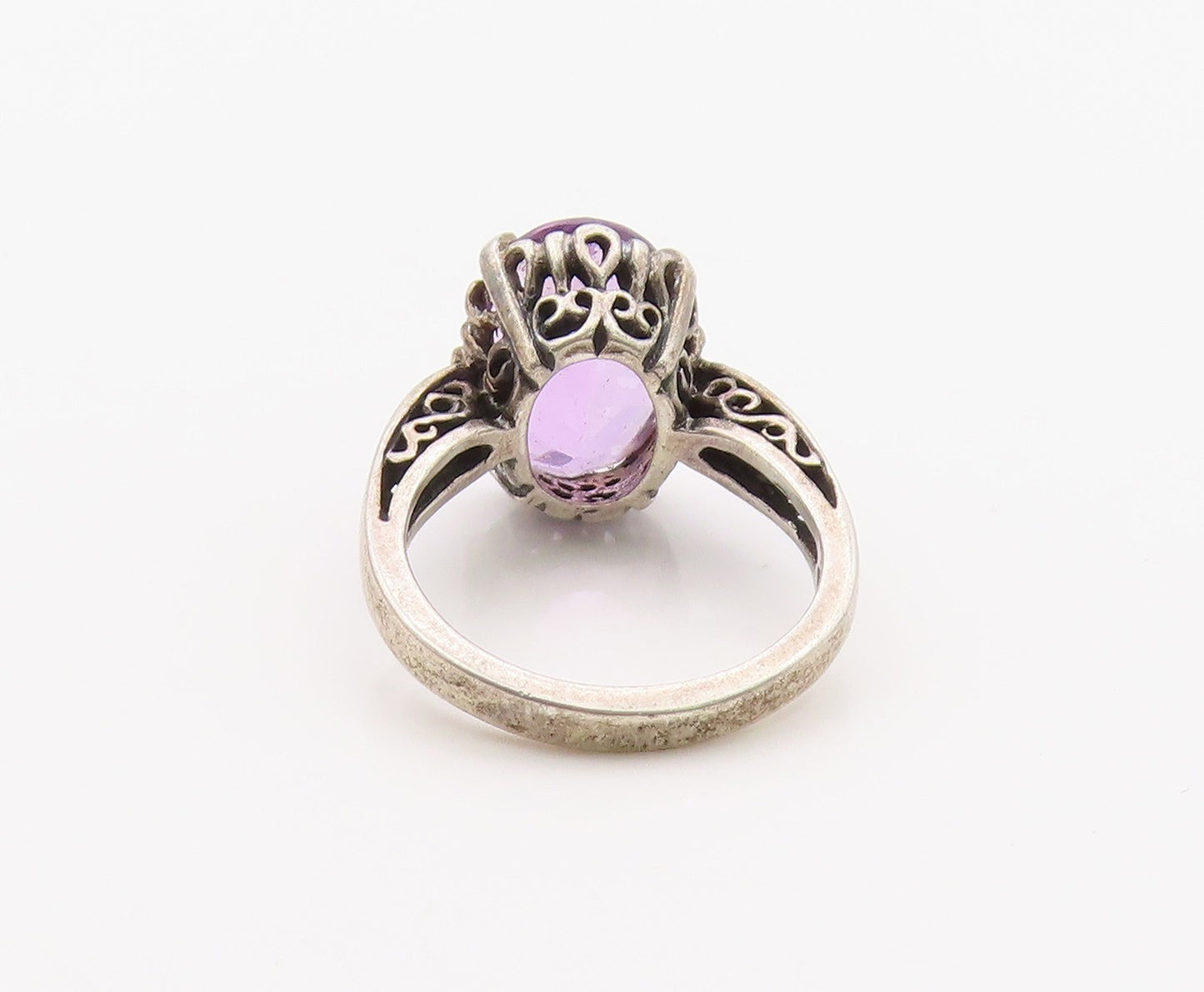 925 Sterling Silver Vintage Ring KABANA Amethyst Statement Band  Sz 7  RG36353