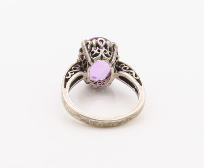 925 Sterling Silver Vintage Ring KABANA Amethyst Statement Band  Sz 7  RG36353