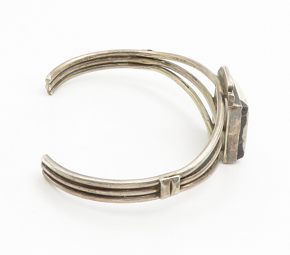925 Silver Vintage White Buffalo Stone Cuff Bracelet BT5882