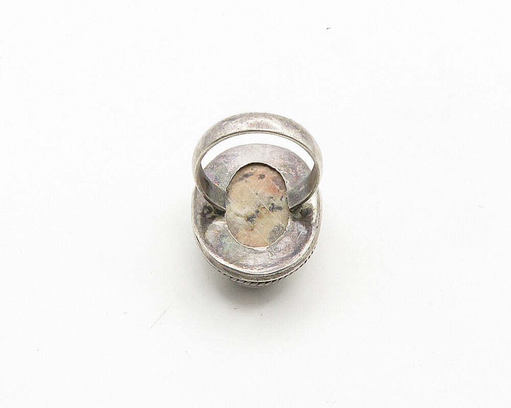 925 Sterling Silver  Vintage Cabochon Cut Jasper Cocktail Ring Sz 7  RG19838