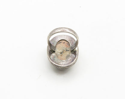 925 Sterling Silver  Vintage Cabochon Cut Jasper Cocktail Ring Sz 7  RG19838