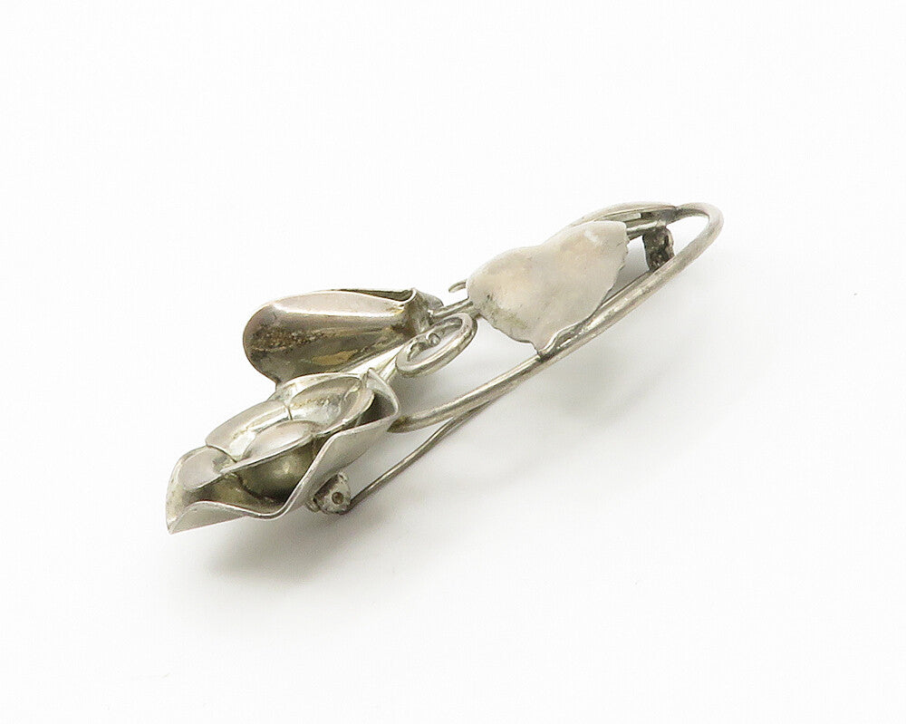 DESIGNER 925 Sterling Silver  Vintage Floral Vine Swirl Brooch Pin  BP5764