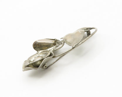 DESIGNER 925 Sterling Silver  Vintage Floral Vine Swirl Brooch Pin  BP5764
