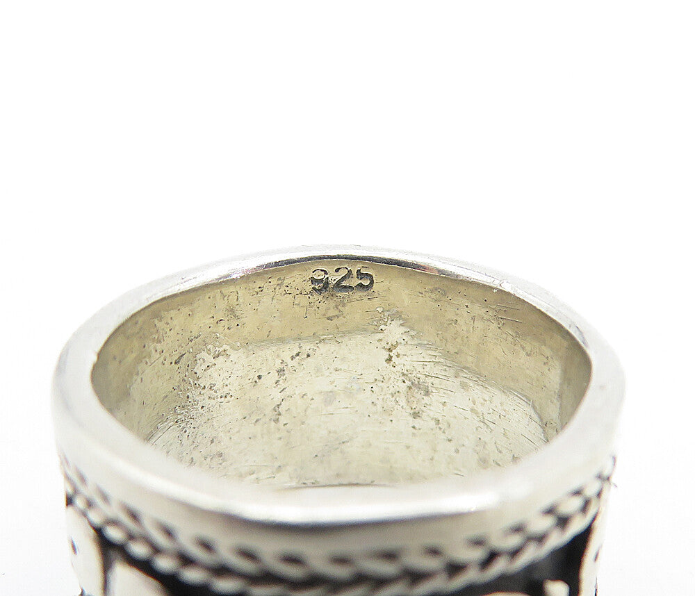 925 Sterling Silver  Vintage Oxidized Elephant Wheat Band Ring Sz 6.5  RG5579