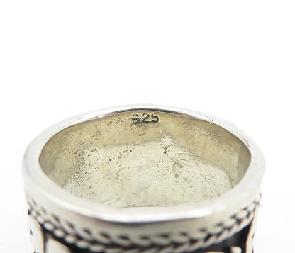 925 Sterling Silver  Vintage Oxidized Elephant Wheat Band Ring Sz 6.5  RG5579