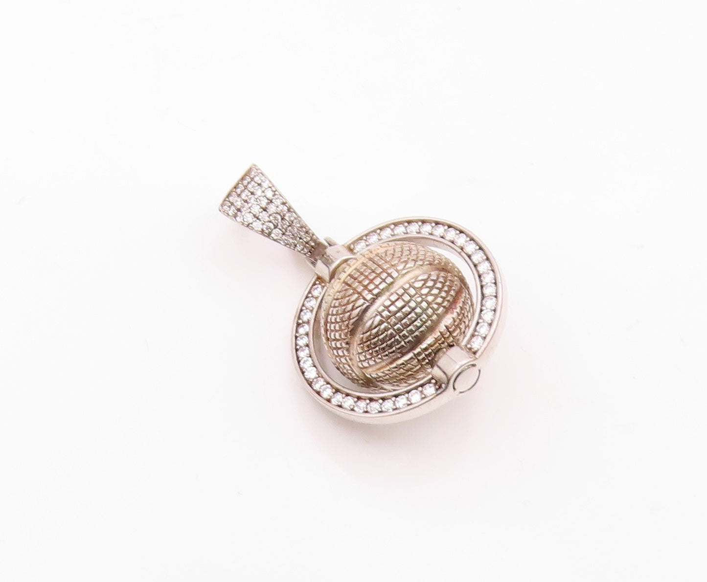 925 Sterling Silver  Vintage Cubic Zirconia Sphere Pendant (SPINS)  PT16615