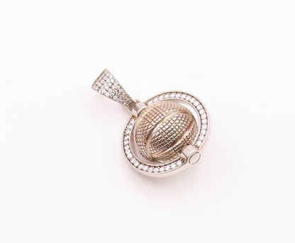 925 Sterling Silver  Vintage Cubic Zirconia Sphere Pendant (SPINS)  PT16615