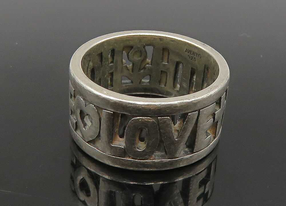 AVERY 925 Sterling Silver   Vintage Faith Hope & Love Band Ring Sz 6  RG23182