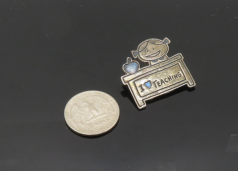 EFS MEXICO 925 Sterling Silver  Vintage Teacher At Desk Brooch Pin  BP7967