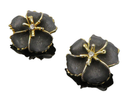 925 Sterling Silver  Vintage Cubic Zirconia Flower Non Pierce Earrings  EG6558