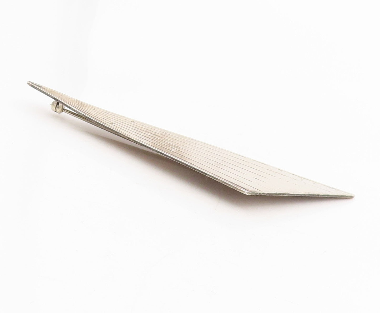925 Sterling Silver Vintage Brooch Minimalist Etched Geometric Triangle  BP12036