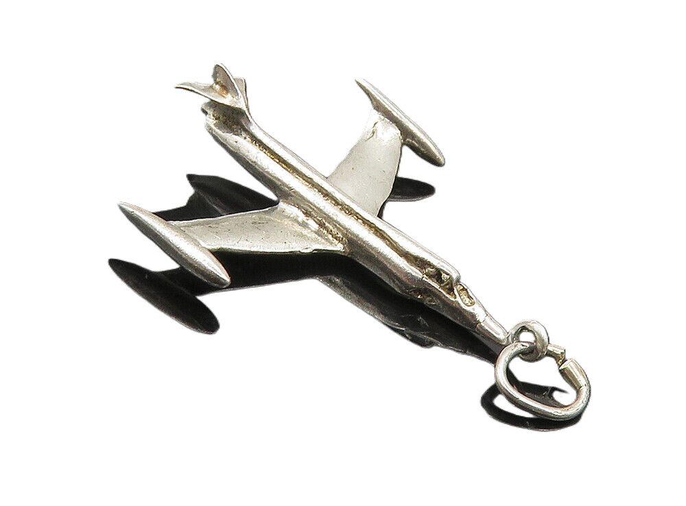 925 Sterling Silver  Vintage Petite Smooth Airplane Motif Pendant  PT6869